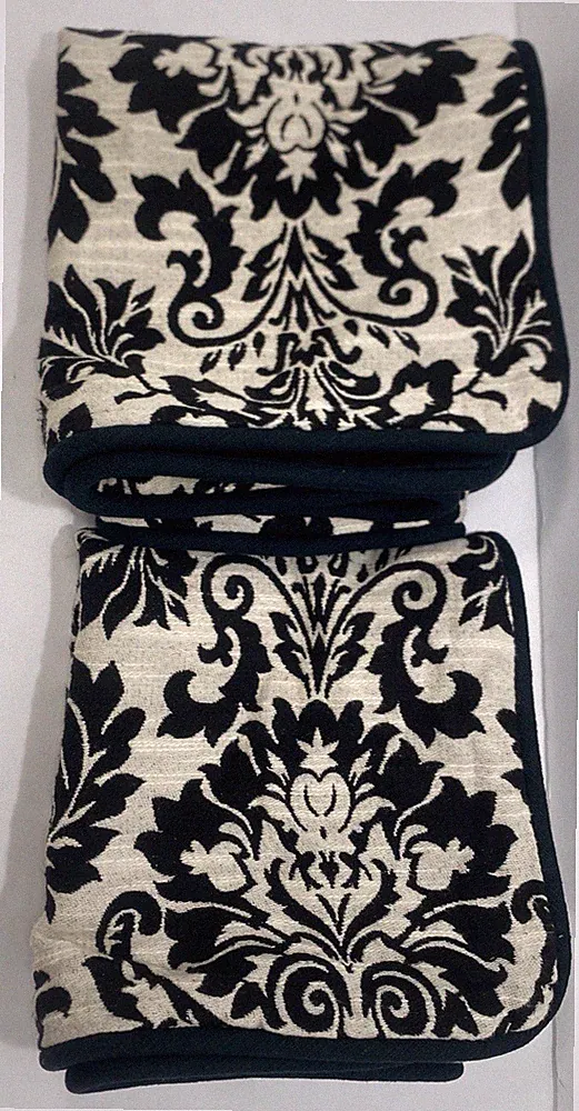 2 Waverly King Shams Black Cotton Heavy Lined 1062