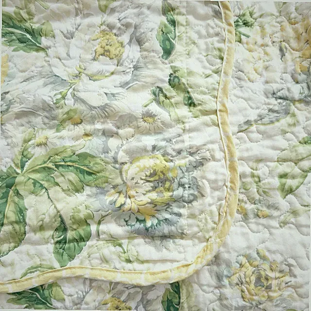 3 Pc Waverly Floral Dreams Yellow Ivory Reversible Full/Queen Coverlet Shams