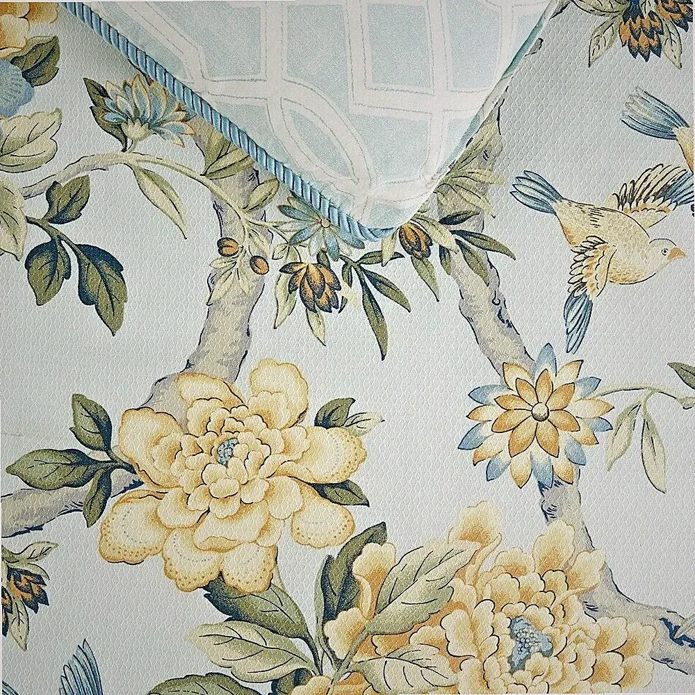 4-Pc Waverly Mudan Blue Bird King Comforter Set | Floral French Country Charm