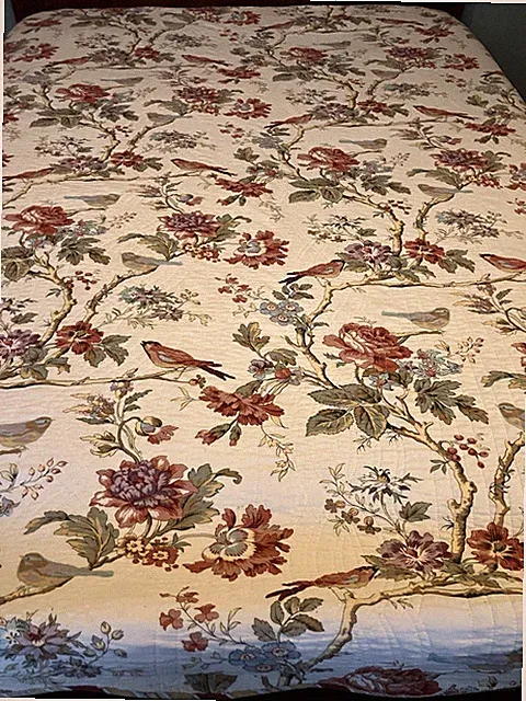 4 Piece Waverly CHARLESTON CHIRP Queen Quilt 2 Standard Pillow Shams 1 Bedskirt