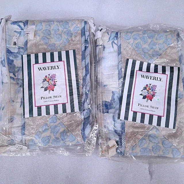 NEW Waverly Standard pillow Sham SET 2 Rosewood Duvet blue cabbage rose floral