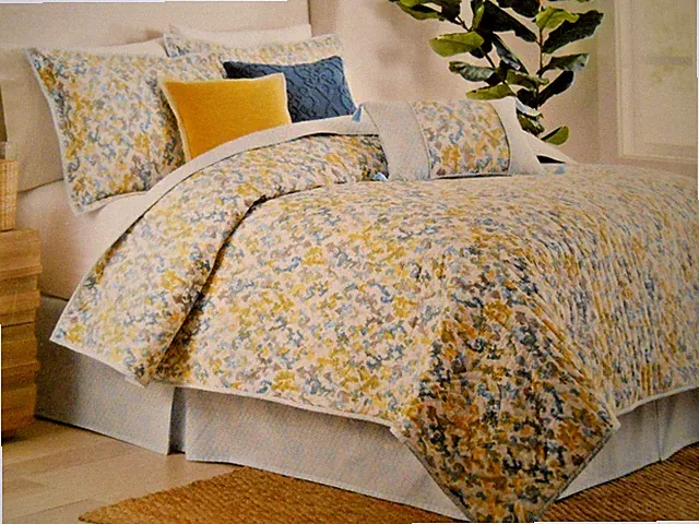 NIP WAVERLY Fontaine Full Queen 4 Piece Cotton Reversible Quilt Set