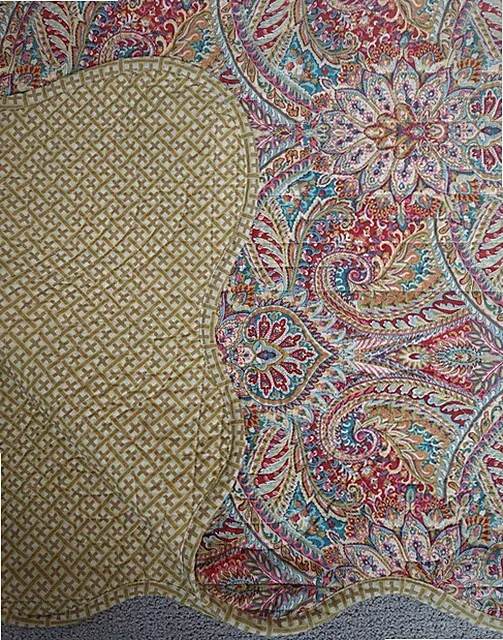 QUEEN Yellow Waverly Swept Away Berry BOHO Paisley Reversible Quilt Reversible