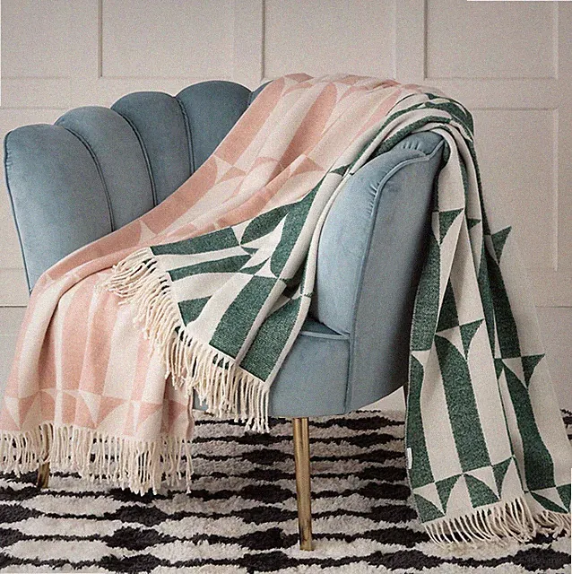 The Novogratz Waverly Tile Throw Blanket in Pink & Green 50"W x 60" L