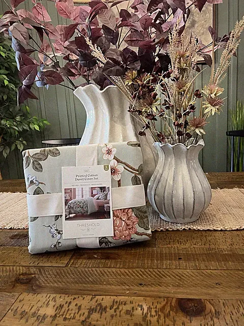 Threshold Floral Print King Duvet & Sham Set Light Sage Green Waverly Style NEW
