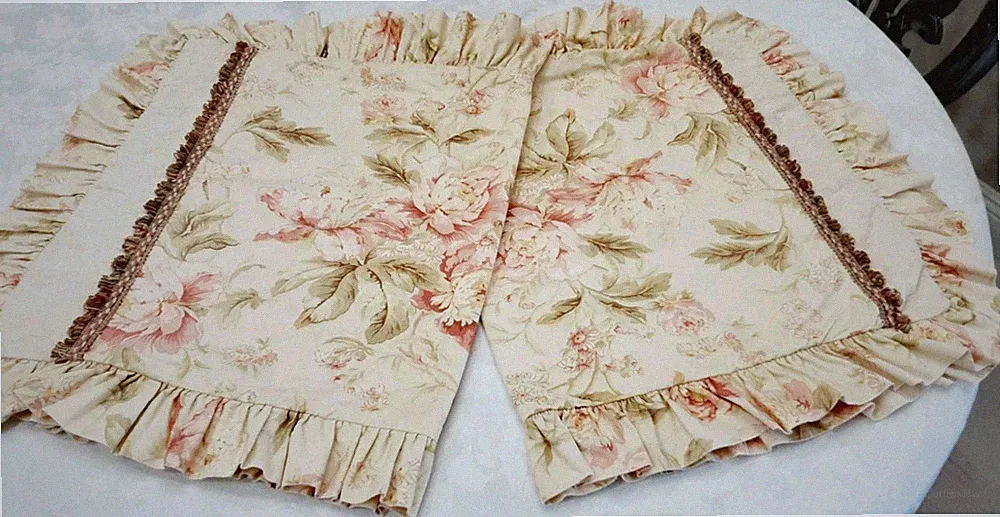 VTG Waverly Pillowcases shams king Sz set Of 2 Light Yellow Multicolor Floral