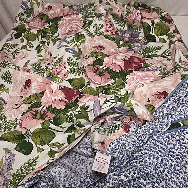 Vtg Waverly “Spring Fever” TWIN Duvet Cover Blue Pink Floral Cottage NWOT