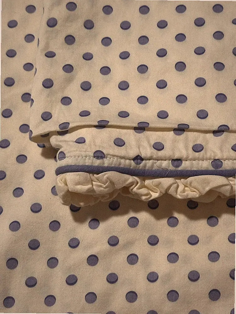 Waverly Blue Polkadot Ruffled Pillowcases Queen 20” X 30”