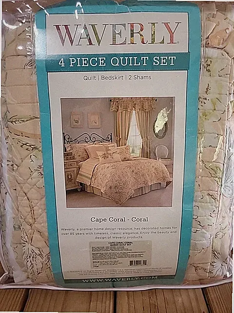 Waverly Cape Coral 4 Piece Quilt Set Queen/Full Floral