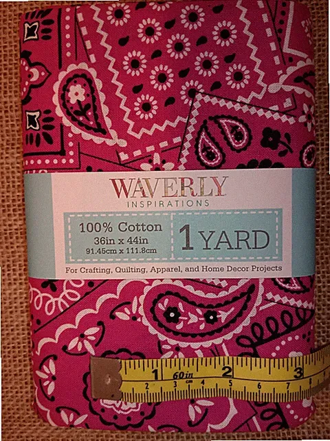 Waverly Cotton Fabric Pink Paisley Bandana New 1 Yard 36 in x 44 in