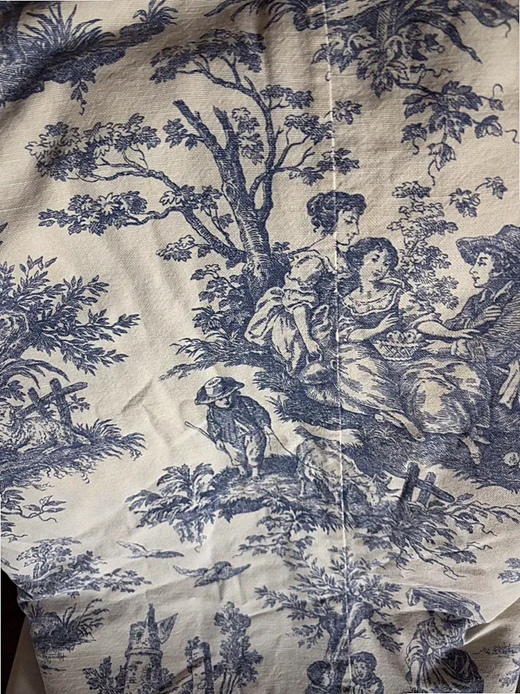 Waverly Country Life Vintage Toile Cotton King Duvet White Blue REVERSIBLE