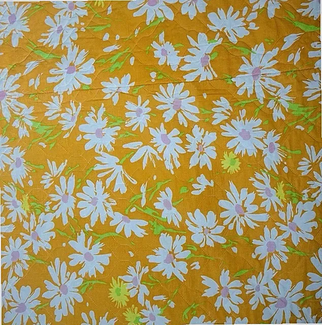 Waverly F. Schumacker Quilted Bedspread 112”x78” Comforter MCM Mod Daisy