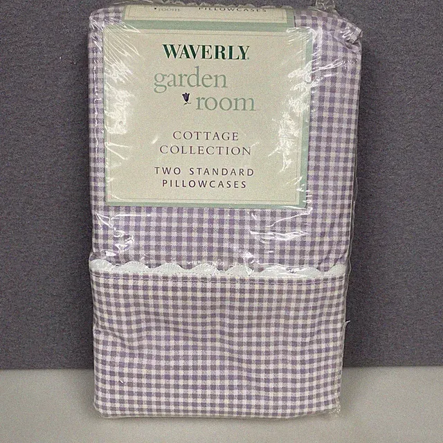 Waverly Garden Room Cottage Collection 2 Standard Pillowcases Gingham Lilac