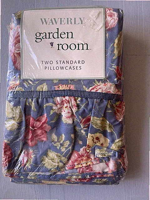 Waverly Garden Room Masterpiece Blue Floral 2 Standard Pillowcases 20x30 Cottage