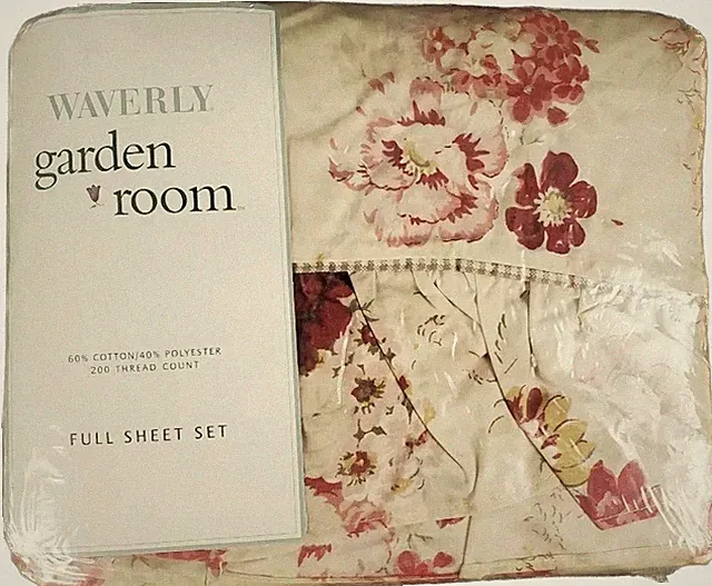 Waverly Garden Room Vintage Rose Norfolk Rose Full Sheet Set New