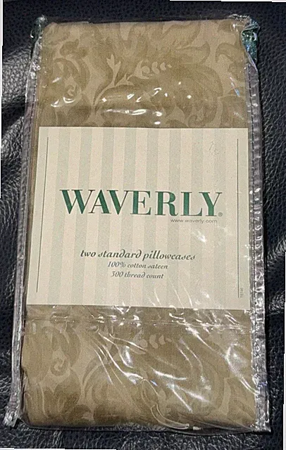 Waverly KEEPSAKE ROSE PARCHMENT Standard PILLOWCASES 100% Cotton Sateen NIP RARE