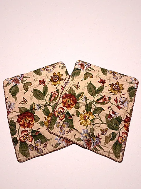 Waverly Laurel Springs Two (2) King Pillow Shams Florals Corded Edges Botanical