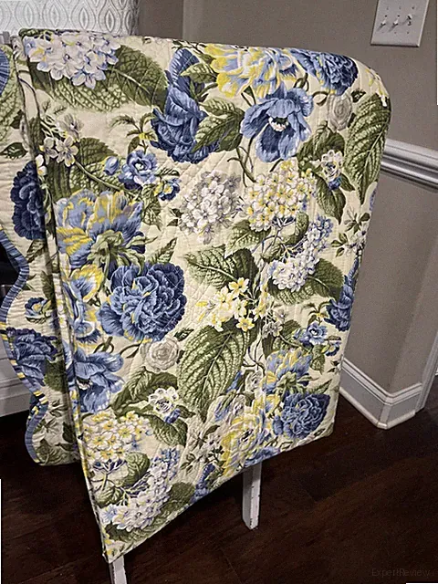 Waverly Queen Bedspread, 2 Shams Blue Yellow Florals Flourish Hydrangeas Stripes