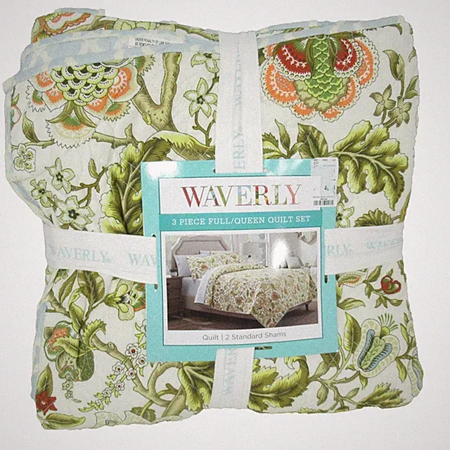 Waverly Quilt Set Imperial Dress Jacobean Floral Blanket Coverlet 2 Pillow Shams