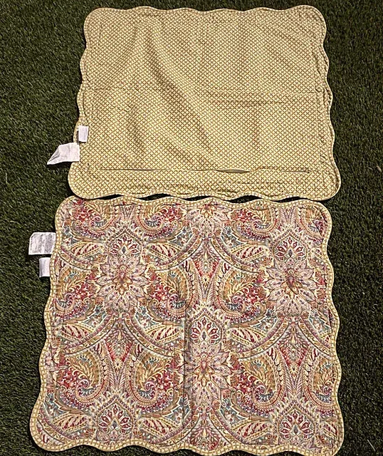 Waverly Standard Quilted Pillow Shams (2) Scallop Edge Swept Away Paisley