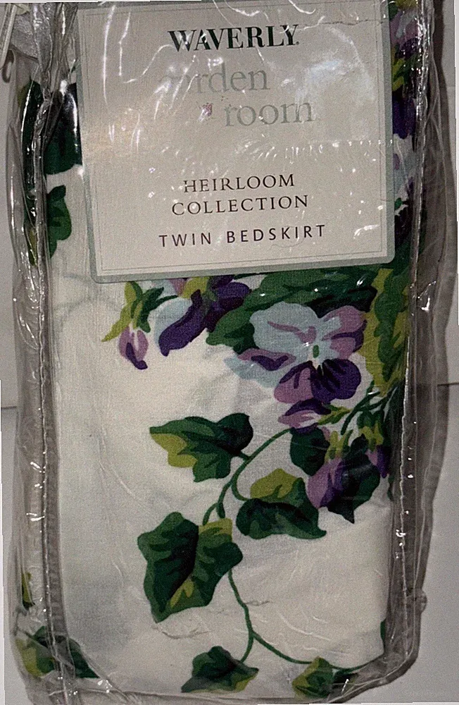 Waverly SWEET VIOLETS FLORAL Twin Size Bedskirt Purple NIP Garden Room RARE 3AVL